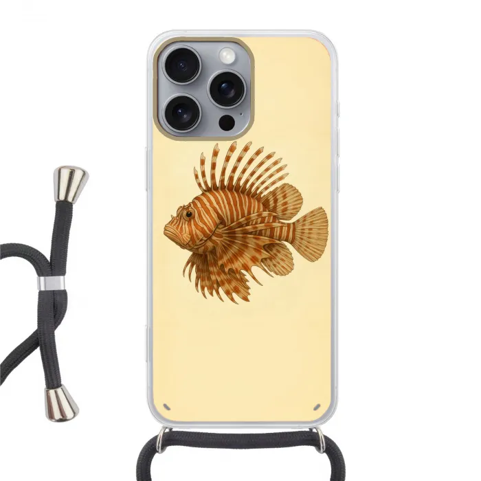 Strepen - Vis - Rond - Stekels Hoesje iPhone 16 Pro Max met koord klein -3d