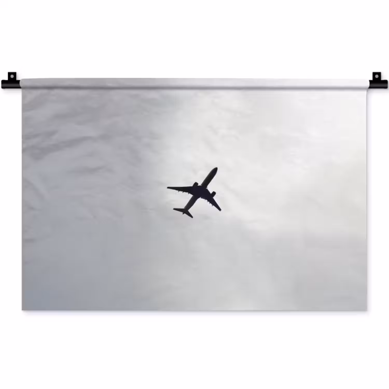 Wandkleed - Minimalistisch - Silhouet - Zwart - Vliegtuig