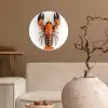 Kreeft - Zwart - Oranje - Wit - Uniek Wandcirkel behangsticker klein -sfeer1