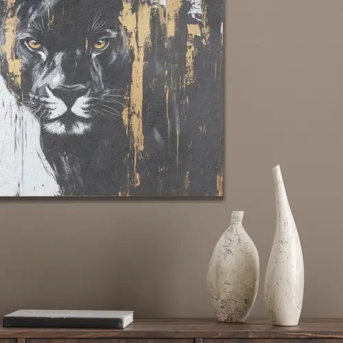 Panter - Zwart - Abstract - Verfstreken PET vilt klein -sfeer6_closeup