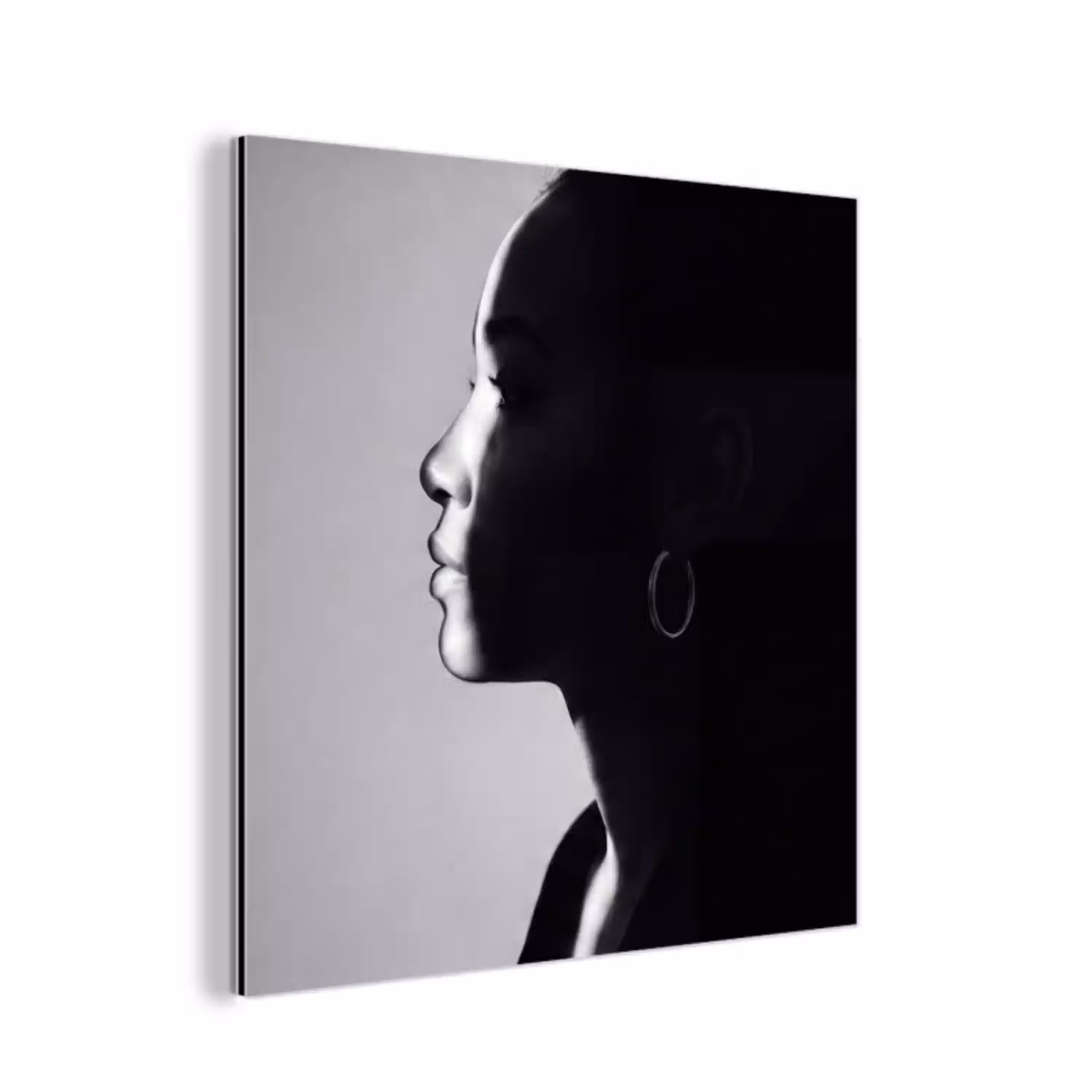 Vrouw - Profiel - Mensen - Zwart-wit aluminium wit klein -3d