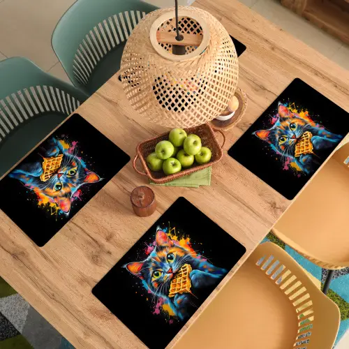 Kat - Graffiti - Kleurrijk - Wafel - Eten Placemat vinyl groot -zzsfeer5_Kitchenyeah-website