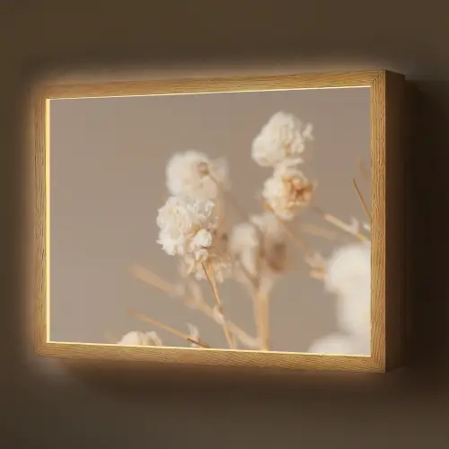 Bloemen - Wit - Natuur - Pastel Light Box met batterij (Wandlamp) middel -z3d_website