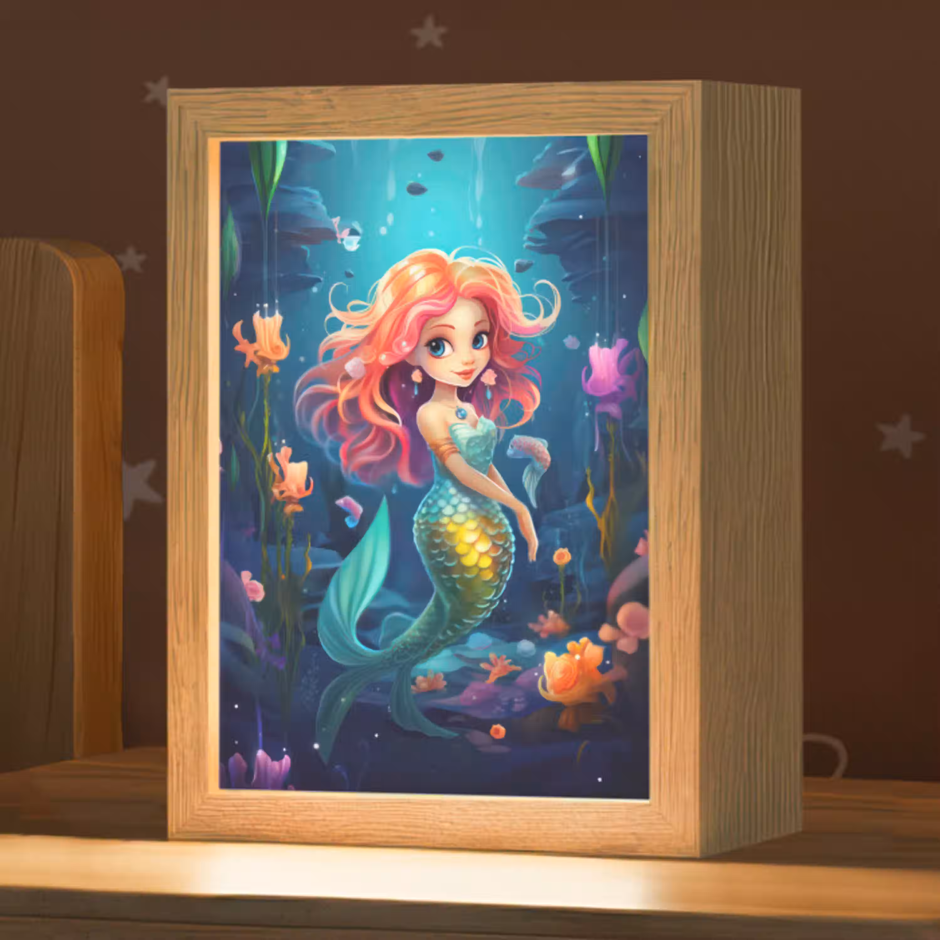 Zeemeermin - Bloemen - Onderwater - Meisjes - Kind Light Box met kabel klein -zzz_3d_website