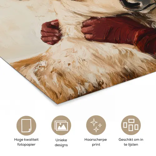 Kerstman - Rendier - Kerst - Christmas poster papier klein -closeup_NL