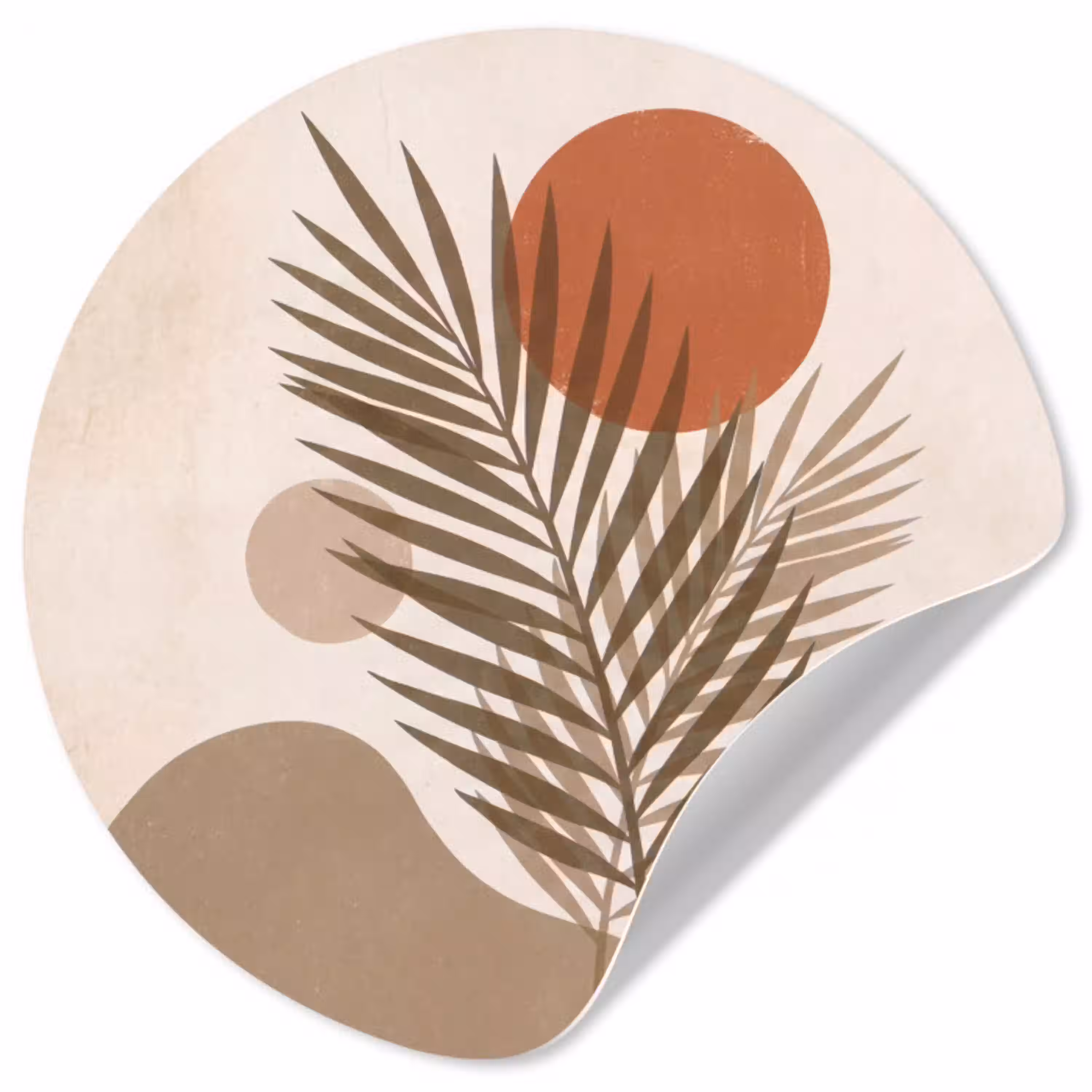 Planten - Bladeren - Abstract - Modern - Beige Wandcirkel behangsticker klein -3d