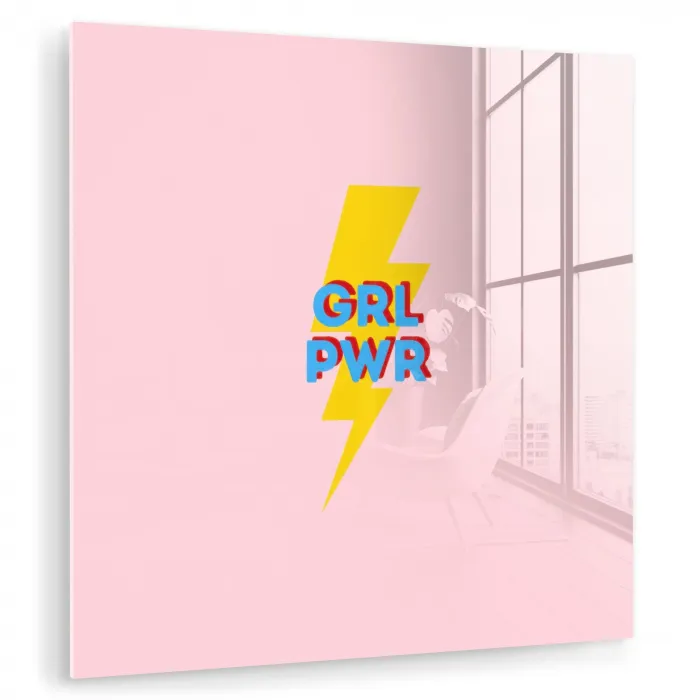 Grl pwr - Bliksem - Roze plexiglas 5mm klein -zzzproduct_nieuw