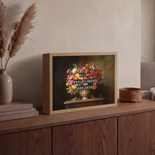 Kleur - Bloemen - Vintage - Bloemenvaas Light Box met batterij (Wandlamp) middel -sfeer2