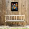 Kat - Graffiti - Kleurrijk - Wafel - Eten Tuinposter op houten frame 2 cm dik klein -sfeer4