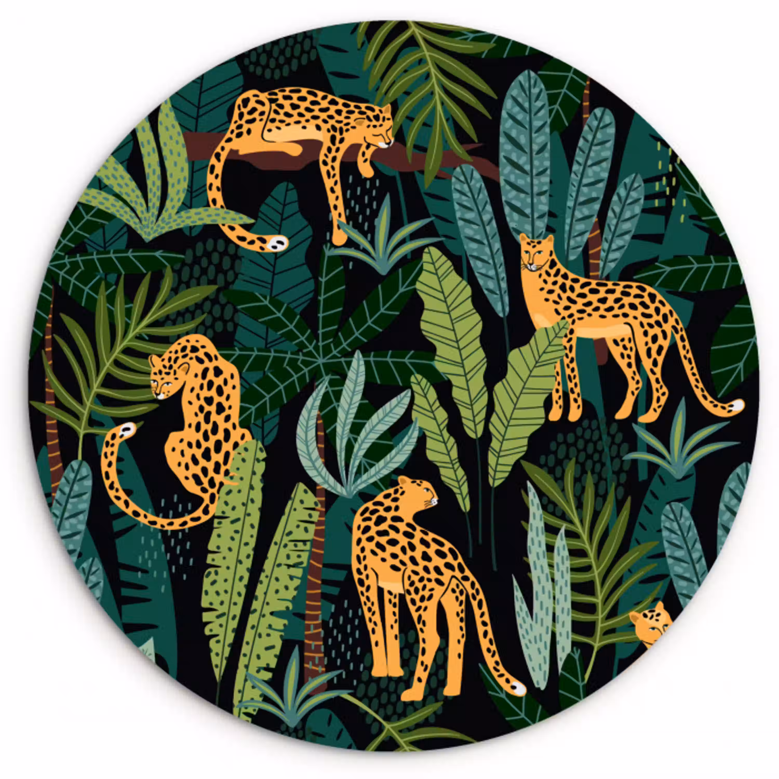 Jungle - Panter - Patronen - Jongens - Meiden - Planten Wandcirkel kunststof plaat 5mm dik klein -3d