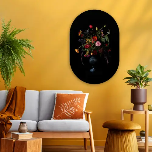 Bloemen - Bessen - Klassiek Wandcirkel Ovaal Glas middel -sfeer4