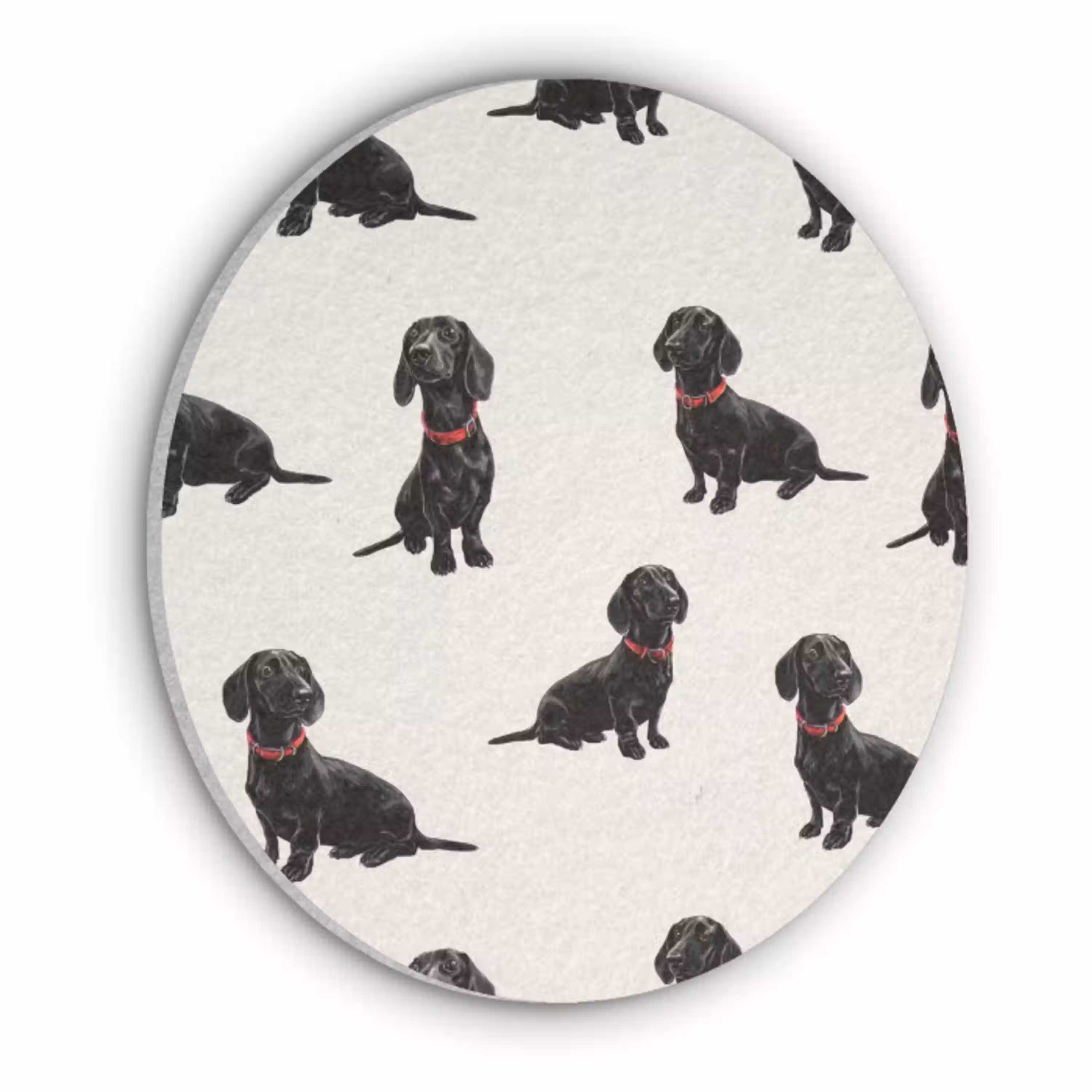 Hond - Patroon - Zwart Akoestische PET Vilt - Rond klein 838 -3d