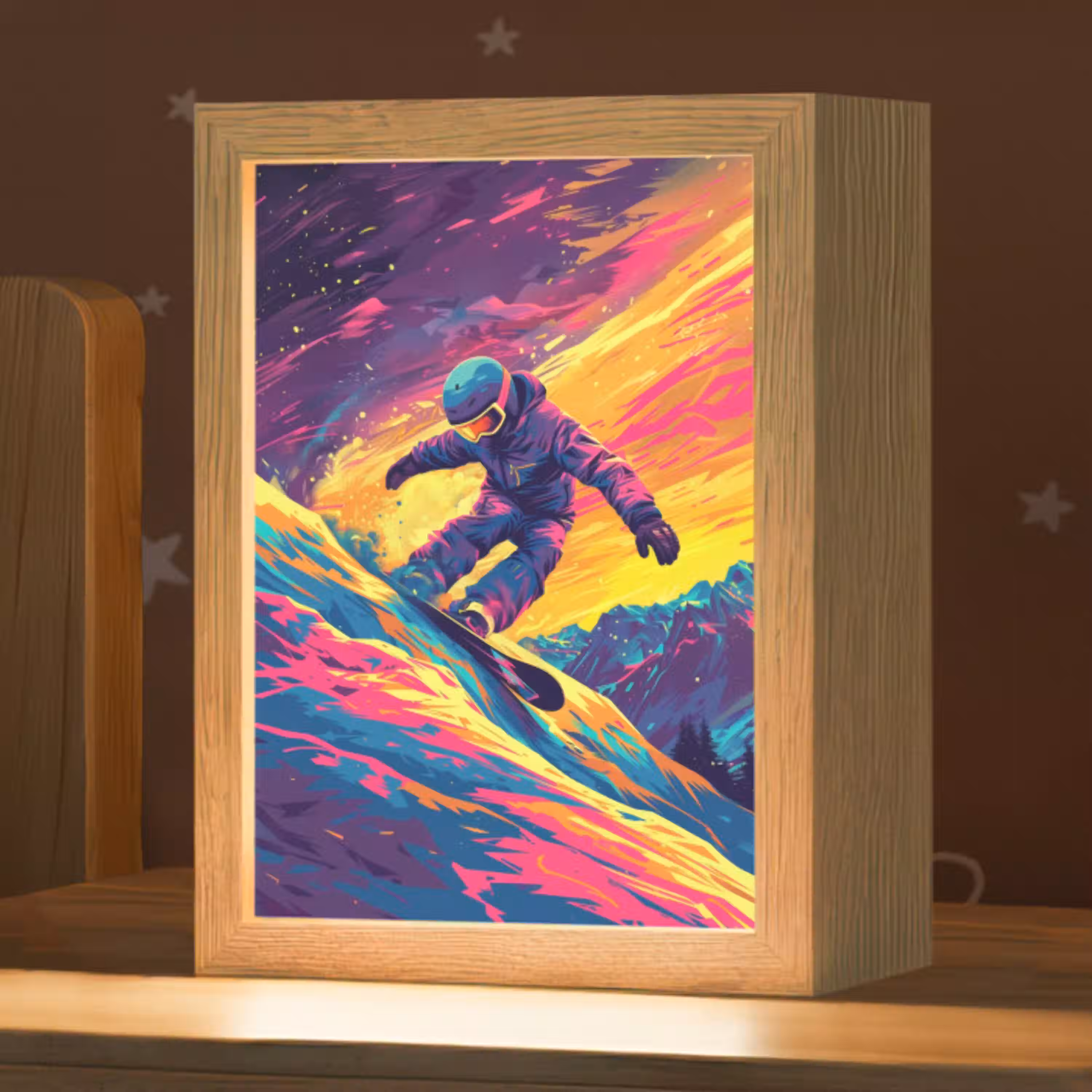 Snowboarden - Sneeuw - Kleurrijk Light Box met kabel klein -zzz_3d_website