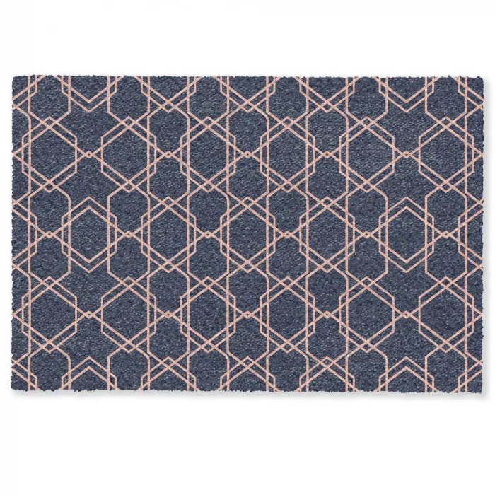 Modern - Patroon - Donkerblauw - Roze Deurmat klein 898 -zkaufland3d