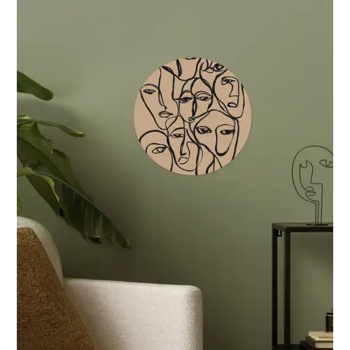 Gezichtenzee - Lijntekening - Abstract Wandcirkel behangsticker klein -sfeer2