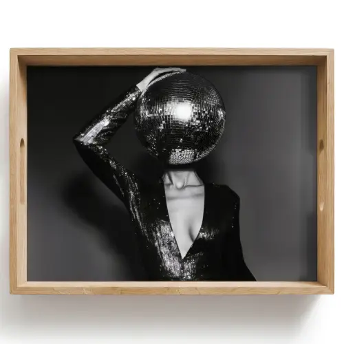 Discobal - Gezicht - Glamour - Zwart Dienblad Rechthoek middel -z3d_shopping