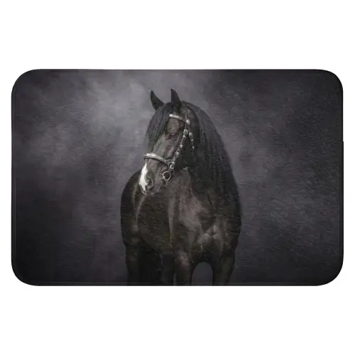 Portret - Paard - Zwart Badmat klein -3d