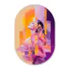 Abstract - Portret - Vrouw - Kleurrijk Wandcirkel Ovaal Glas middel -3d