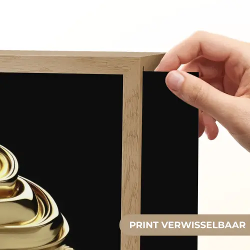 Cupcake - Eten - Goud - Zwart Light Box met batterij (Wandlamp) middel -USP_websiteprintNL