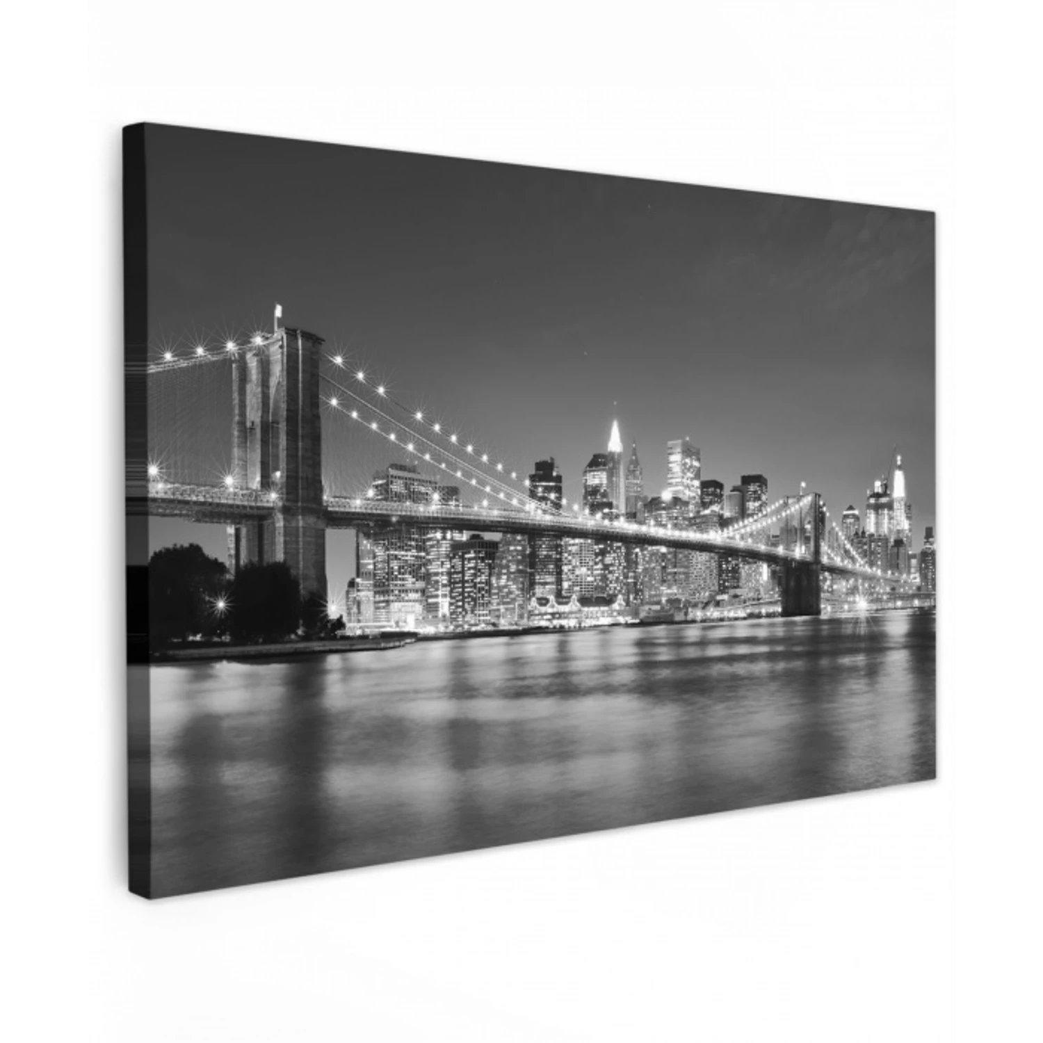 New York - Brug - Brooklyn - Zwart wit - Architectuur canvas 2cm klein -z3d