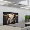 Stier - Kleurrijk - Hoorns keuken achterwand spatscherm klein -3d_schuin