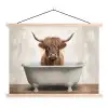 Schotse hooglander - Bad - Badkamer - Badkuip - Bruin - Horens textielposter latten blank klein -3d
