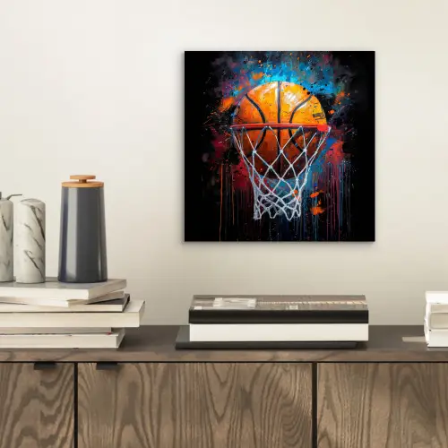 Graffiti - Basketbal - Sport - Zwart - Street art aluminium wit klein -sfeer1
