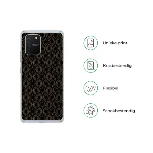 Goud - Zwart - Rozetstructuur Telefoonhoesje Samsung Galaxy S10 Lite klein 364 -specsS10Lite