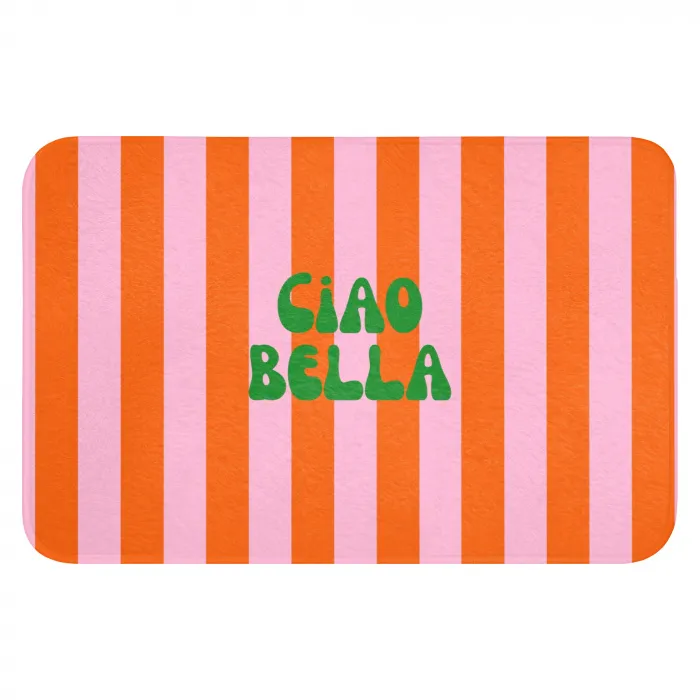 Strepen - Oranje - Verticaal - Ciao bella Badmat klein -3d