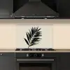 Palmblad - Subtiel - Groen - beige keuken achterwand spatscherm klein -sfeer1