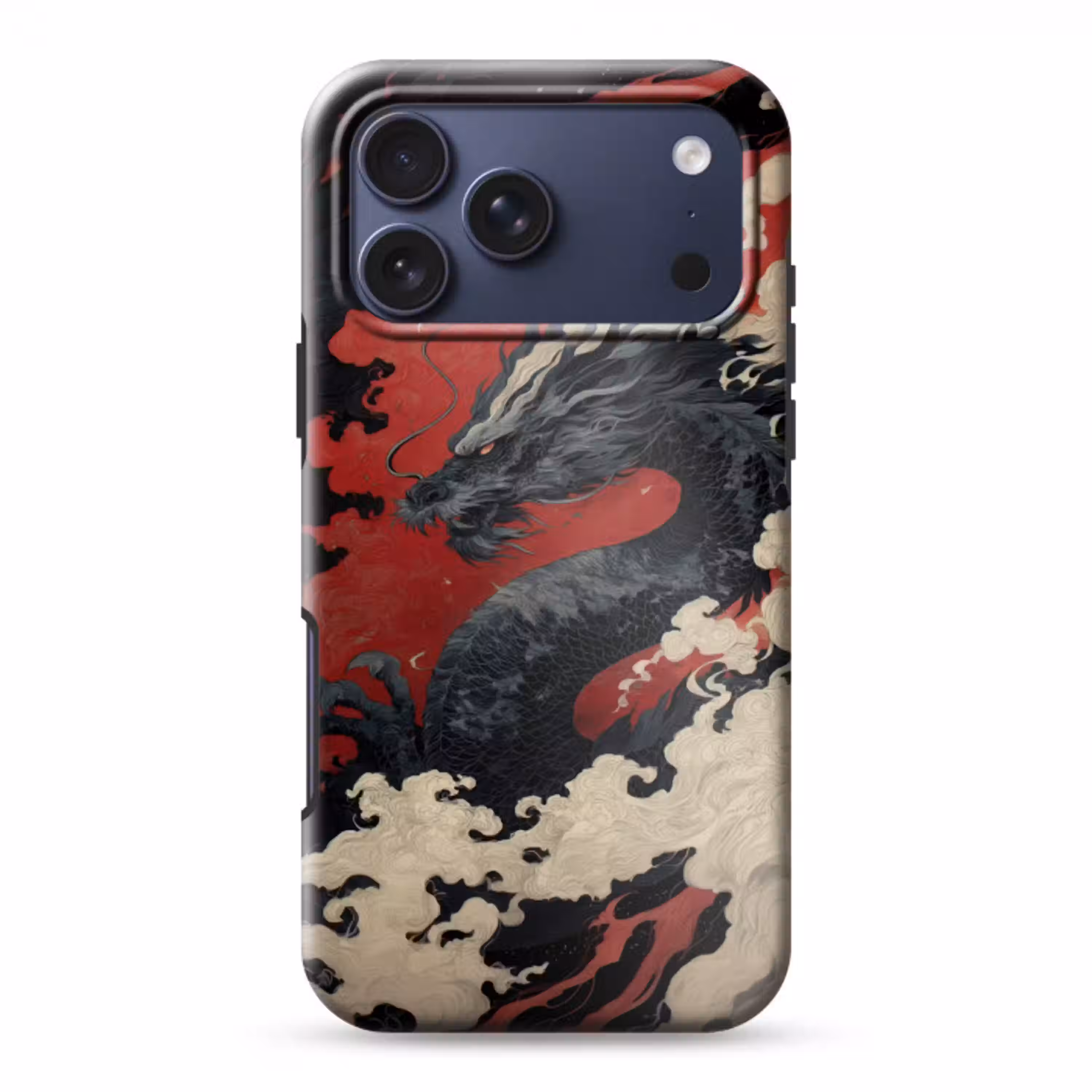 Zwarte draak - Rookwolken - Rood Toughcase MagSafe Apple iPhone 17 Pro Max klein -3d