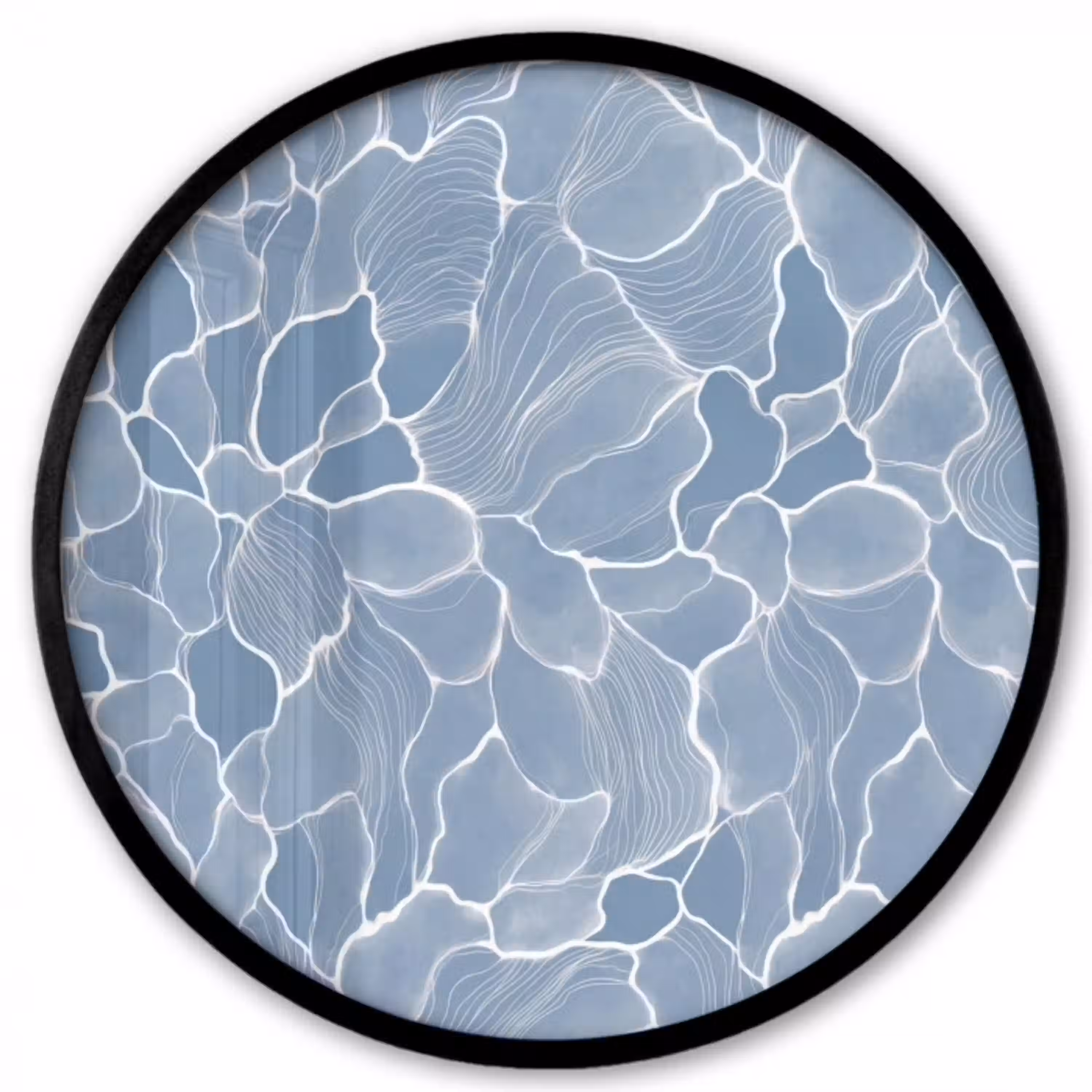 Abstract - Blauw - Bladeren Fotolijst rond zonder passe partout klein -3d