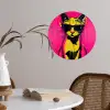 Kat - Art - Zonnebril - Roze Wandcirkel behangsticker klein -sfeer3