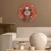 Vrouw - Kleurrijk - Dierenprint - Bloemen Akoestische PET Vilt - Rond klein -sfeer1