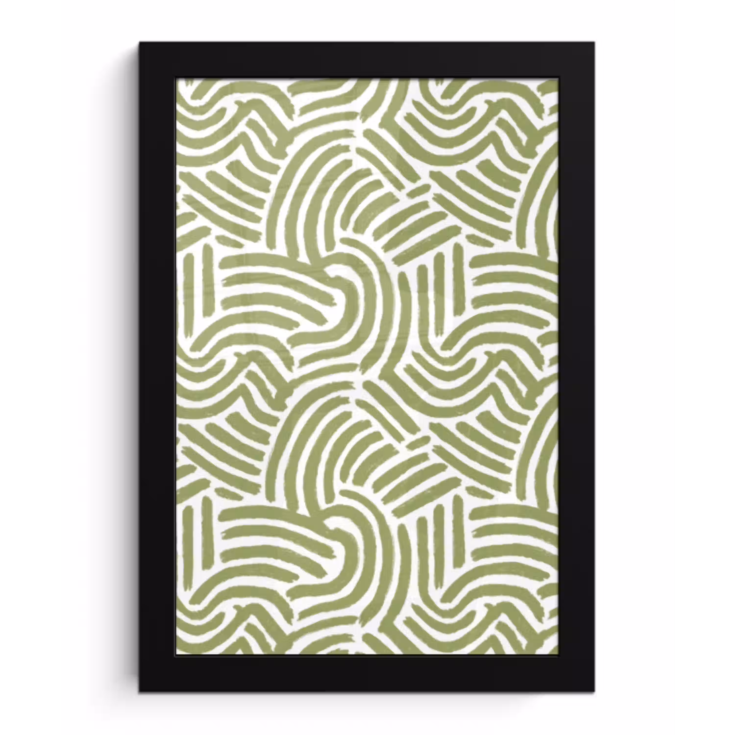 Saliegroen - Abstract - Bogen - Handgetekend - Patroon fotolijst zwart zonder passe partout klein 224 -3d