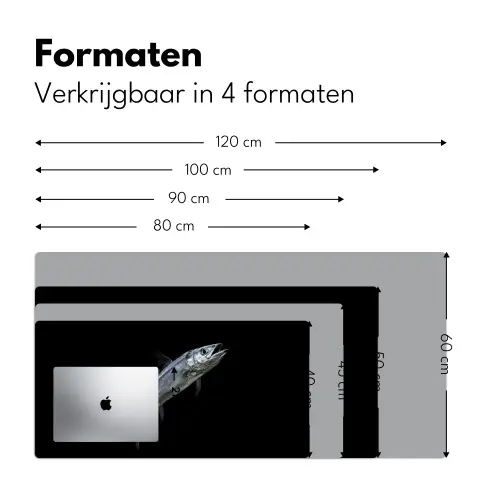 Makreel - Vis - Zwart Muismat XXL klein -sfeer5