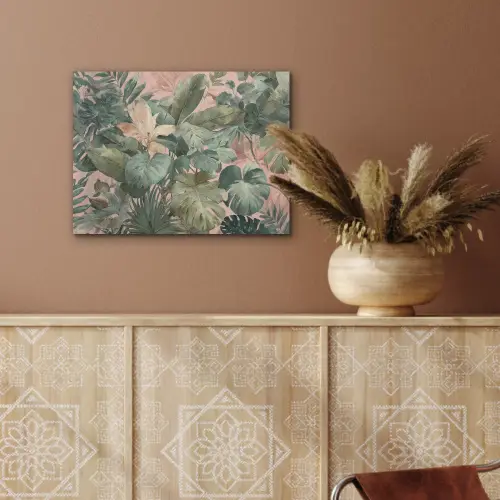 Compositie van bladeren - Groen - Roze PET vilt klein -sfeer4
