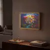 Stad - Maan - Mozaïek - Kleurrijk Light Box met batterij (Wandlamp) middel -sfeer1