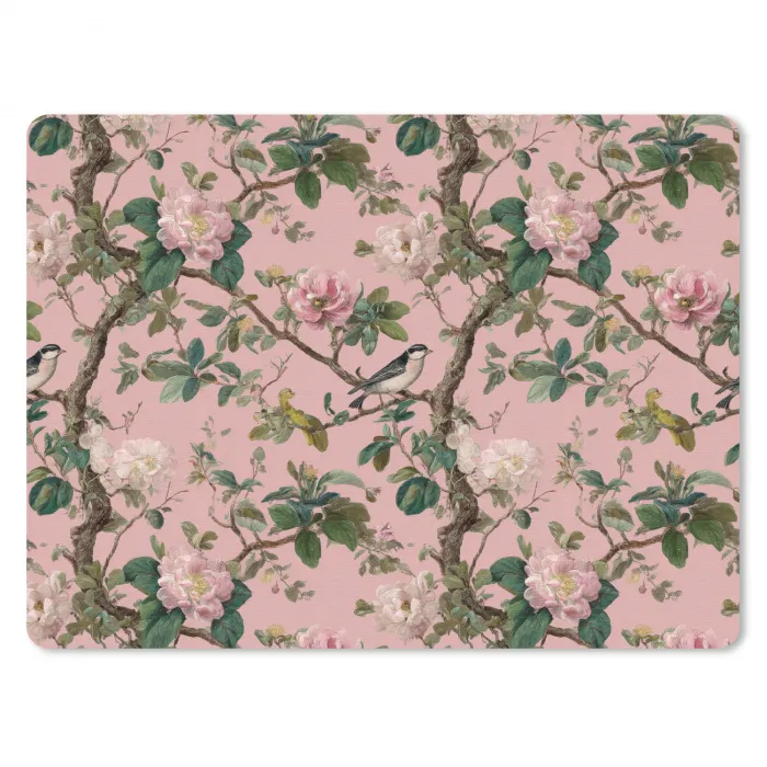 Pioenrozen - Botanisch - Vogel muismat rubber klein 262 -3d
