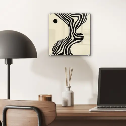 Beige - Lijnen - Golvend -  Abstract plexiglas 5mm klein -sfeer6