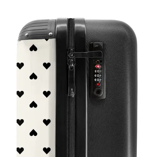 Valentijn harten in ruitpatroon zwart NBS - Handbagage koffer - Kinderen Unisex middel -slot