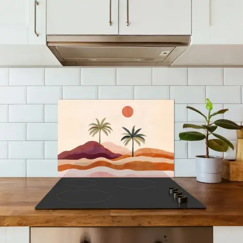 Palmbomen - Abstract - Zon - Heuvels keuken achterwand spatscherm klein -sfeer2