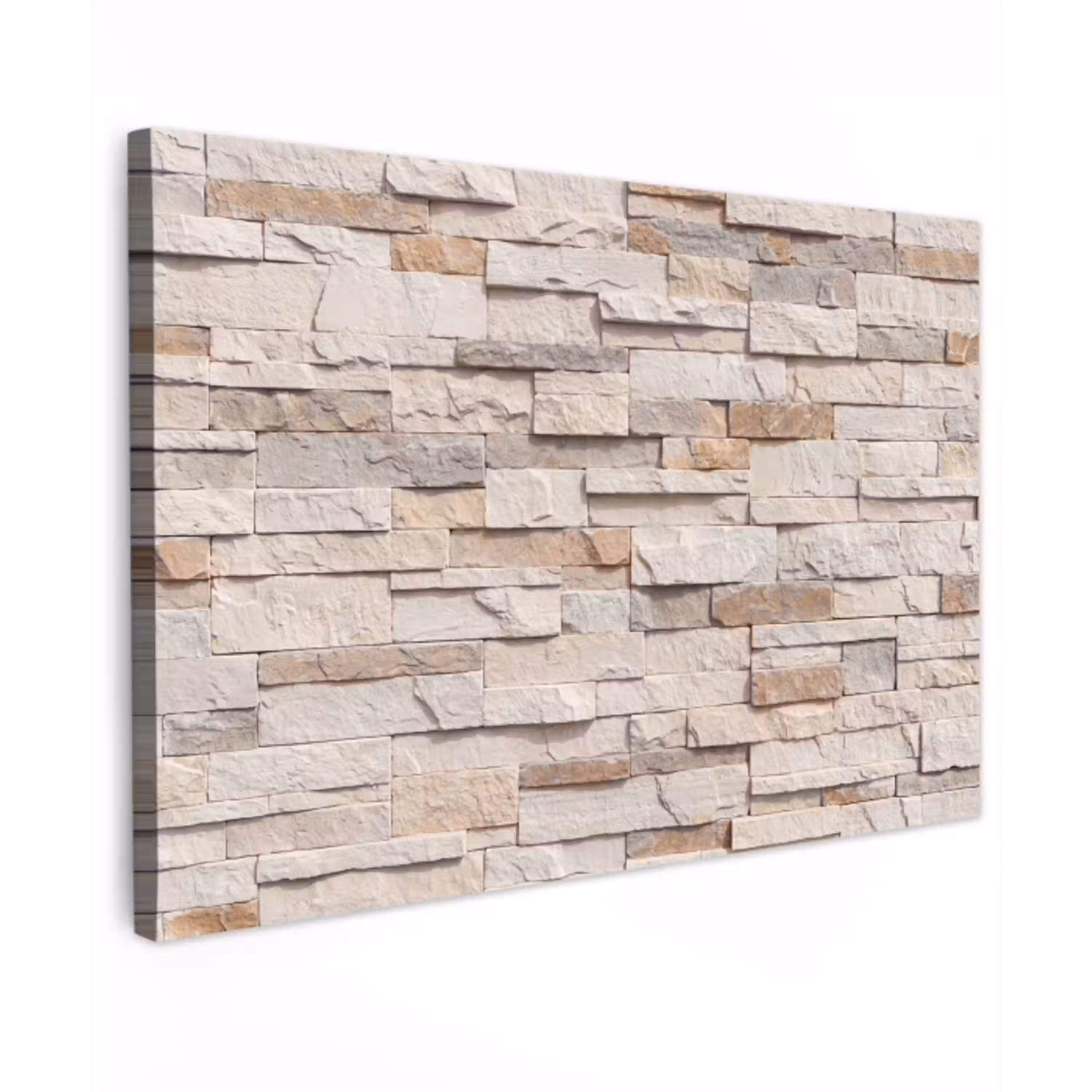 Steen - Muur - Textuur - Rustiek - Beige Tuinposter op houten frame 2 cm dik klein -3d