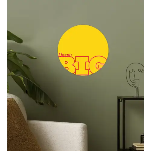 Dream big - Geel - Grafisch Wandcirkel behangsticker klein -sfeer2