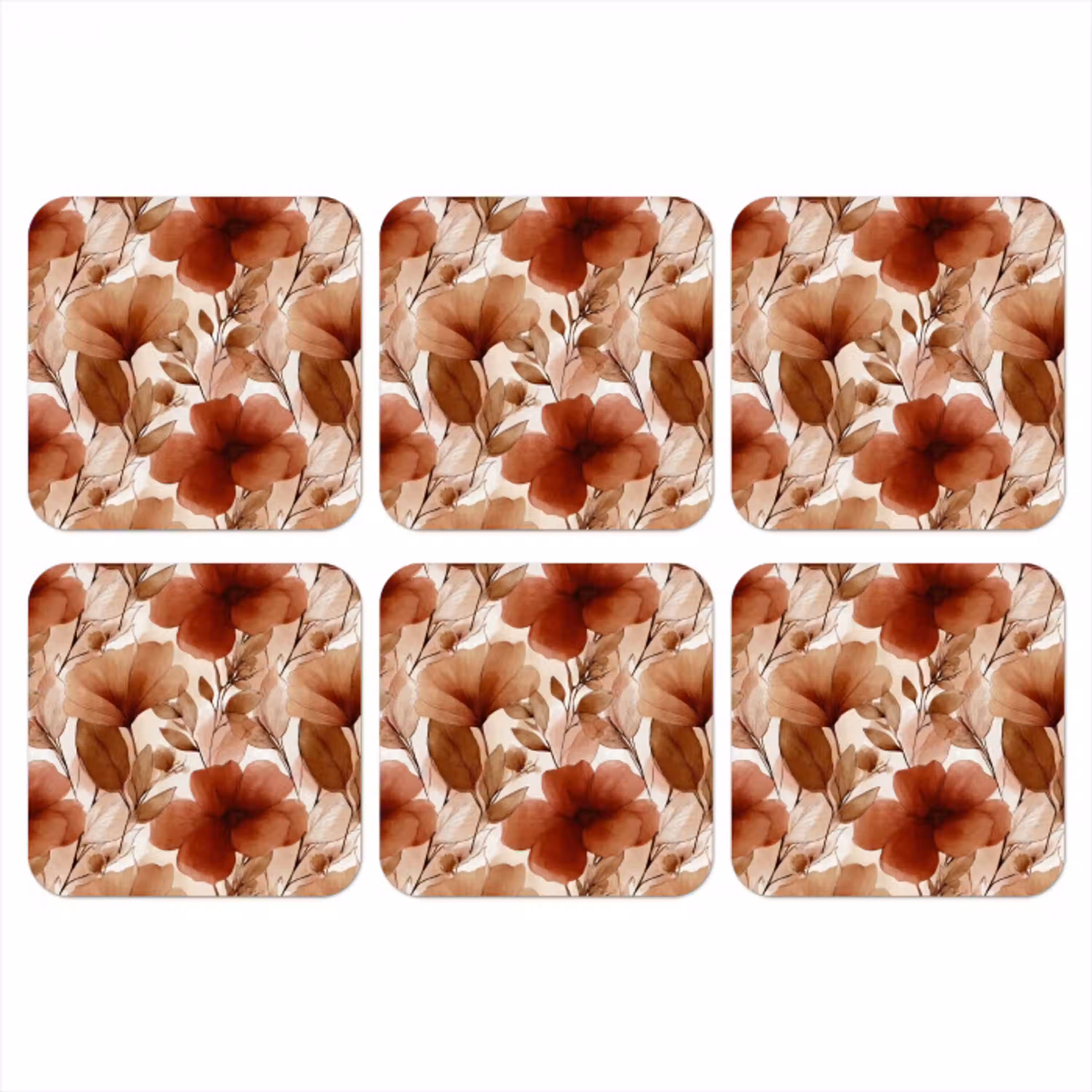 Bloemen - Aquarel - Botanisch - Terracotta onderzetter kurk middel 366 -3d