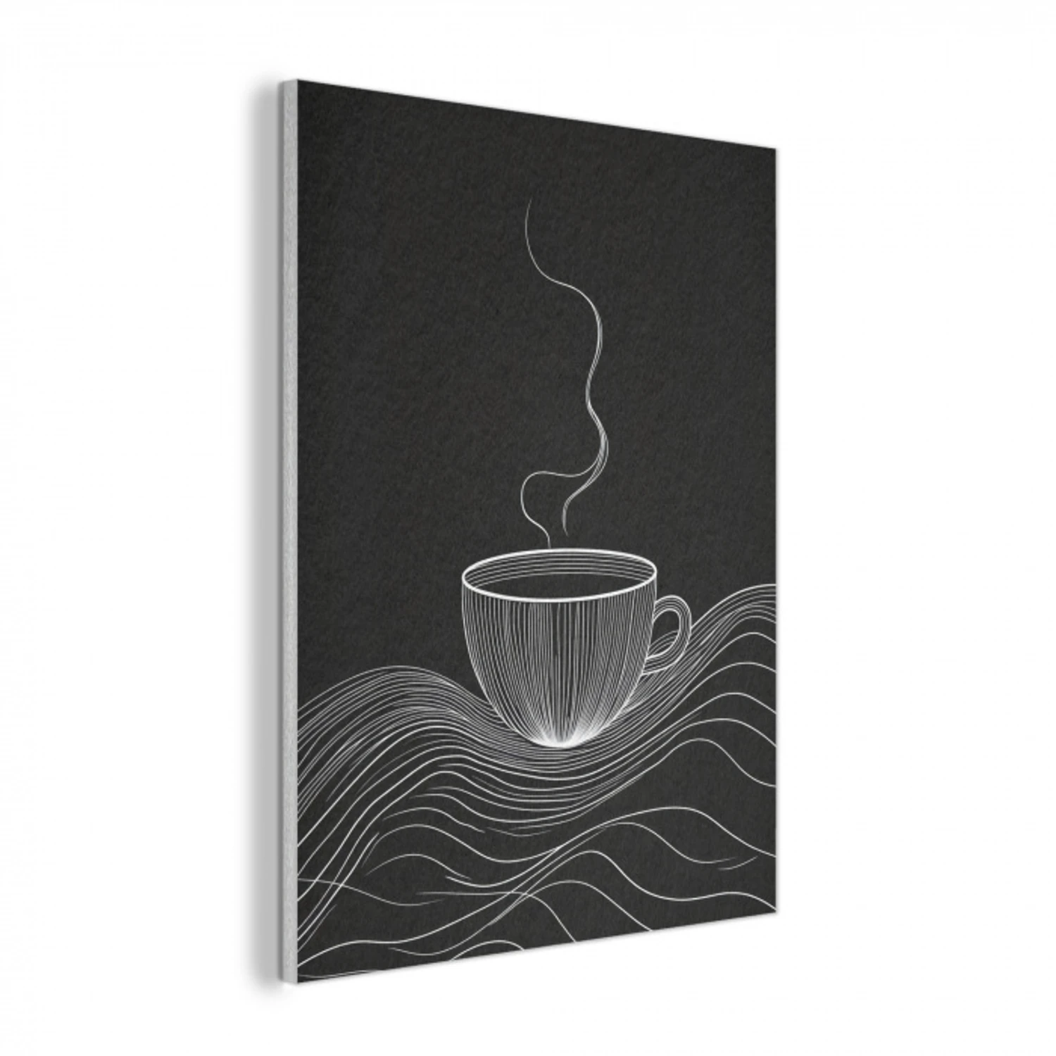Lijntekening - Koffiekop - Zwart PET vilt klein -3d