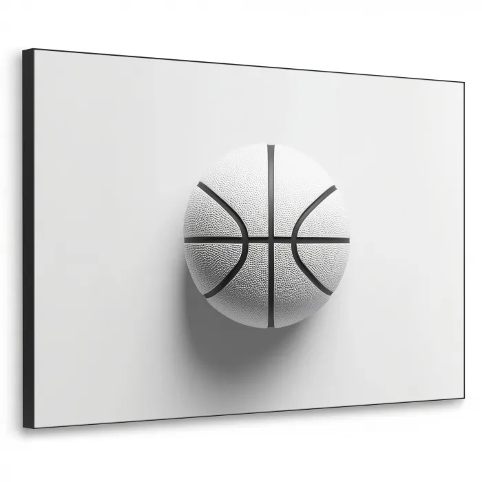 Basketbal - Wit - Schaduw - Lijnen Textielframe zwart klein -3d