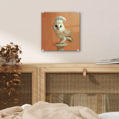 Kerkuil - Koksmuts - Oranje - Vogel plexiglas 5mm klein -sfeer4
