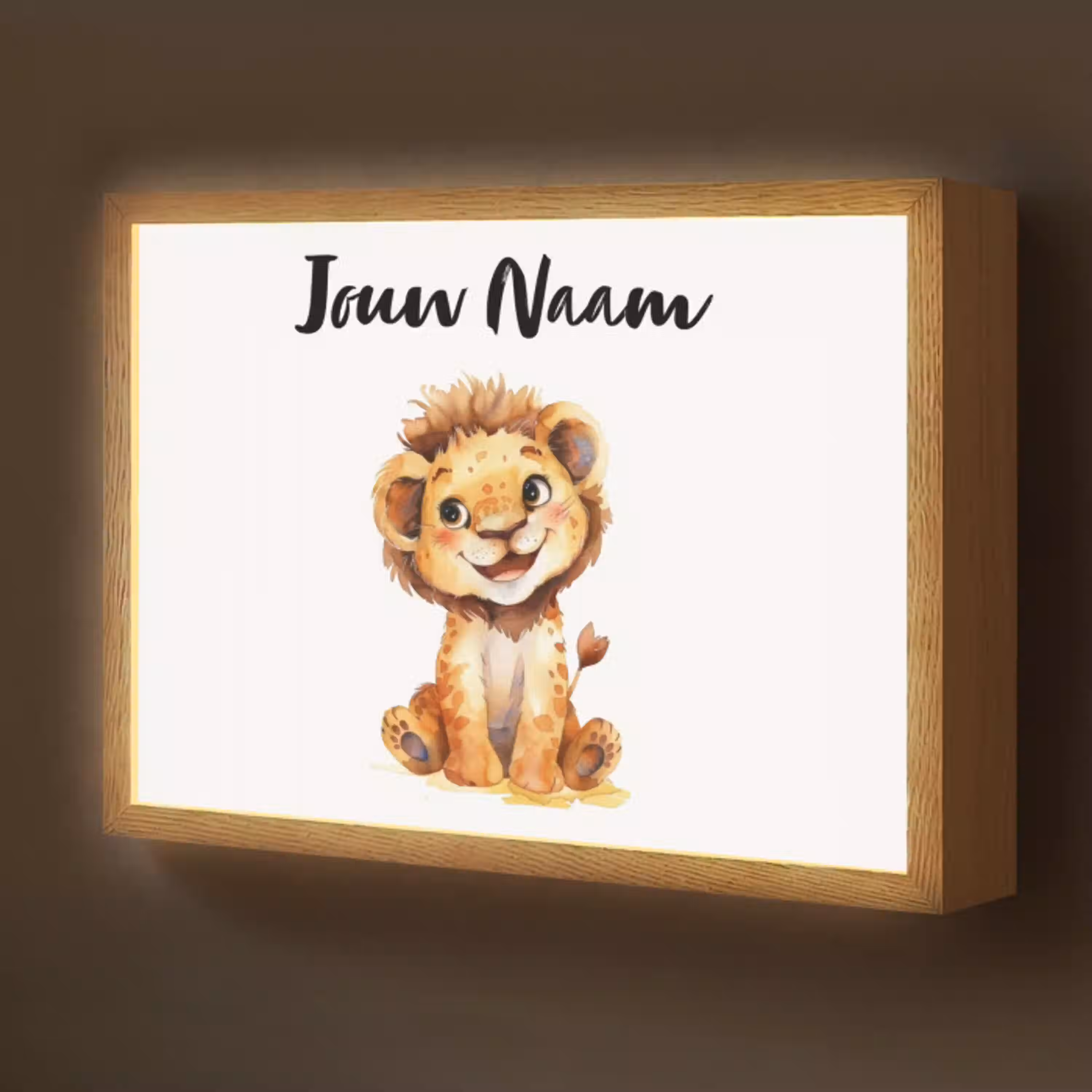 Leeuw - Baby dier Light Box met batterij (Wandlamp kind) middel -z3d_website