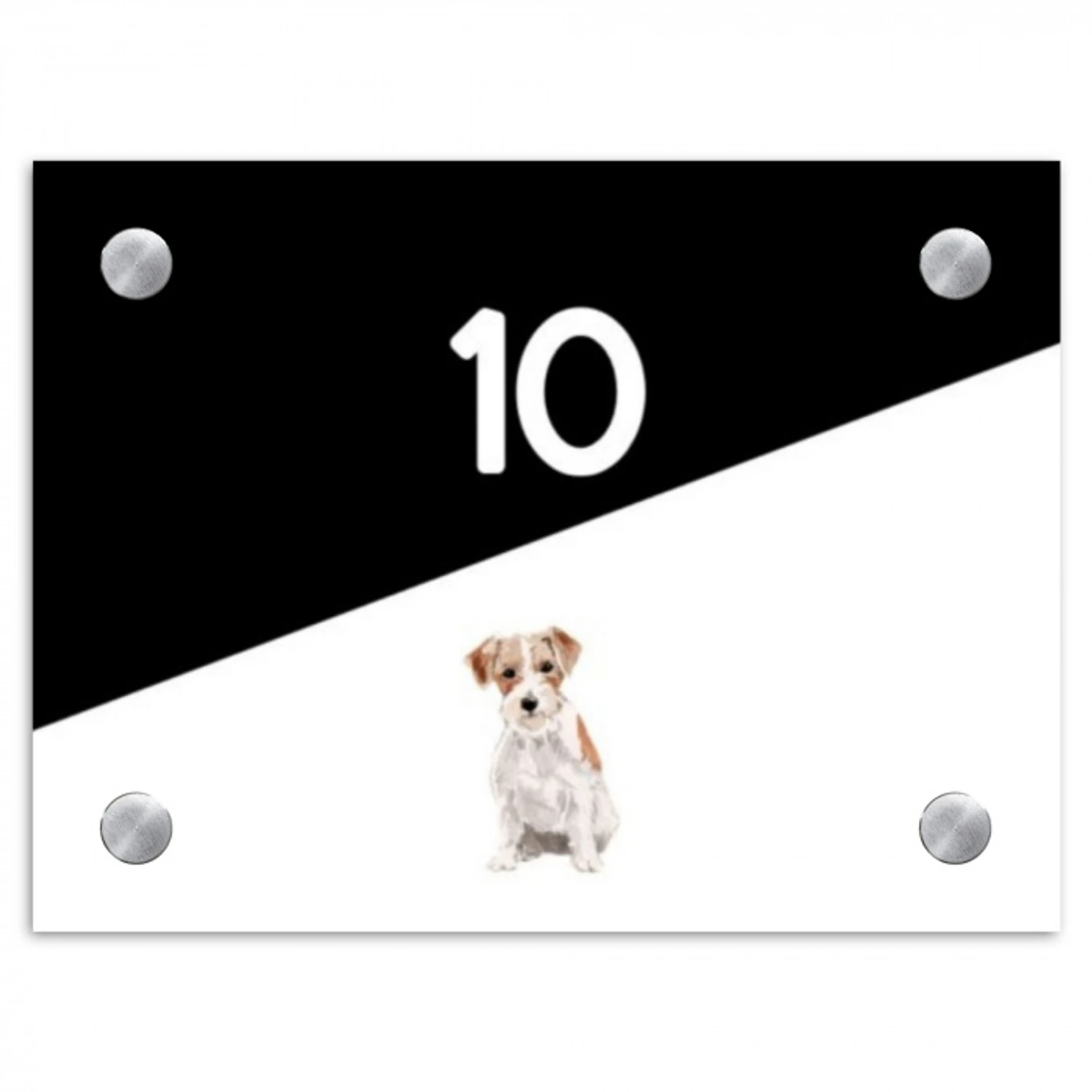 Zwart wit - Huisdier - Jack Russel Naambord Rechthoek middel -3d